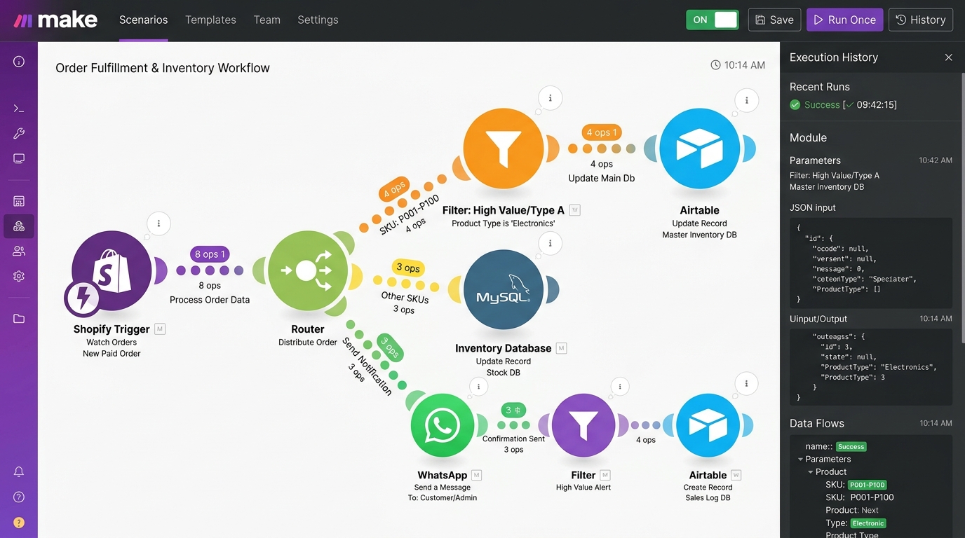 Make.com E-Commerce Order Orchestrator